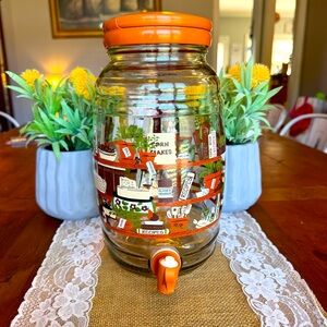 Vtg Glass Gallon Sun Tea Jug w/ Spout and Handle /1970's Kitchen Design/ Works